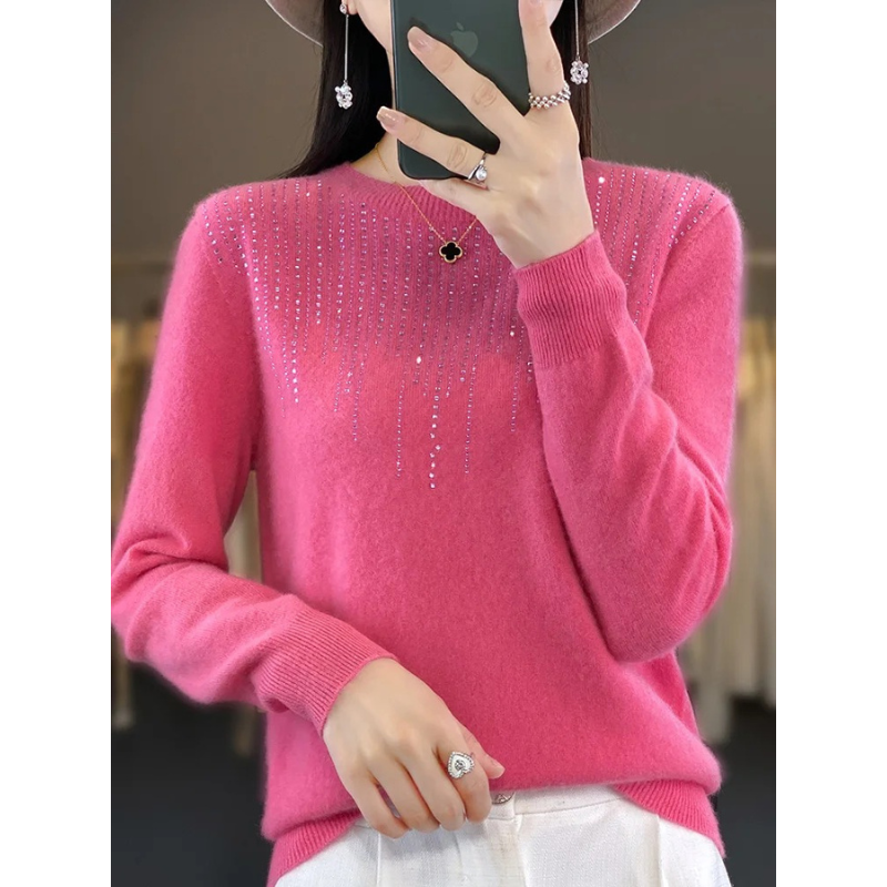 ModeGeist | Sweatshirt - Weicher Strickpullover mit funkelnden Details