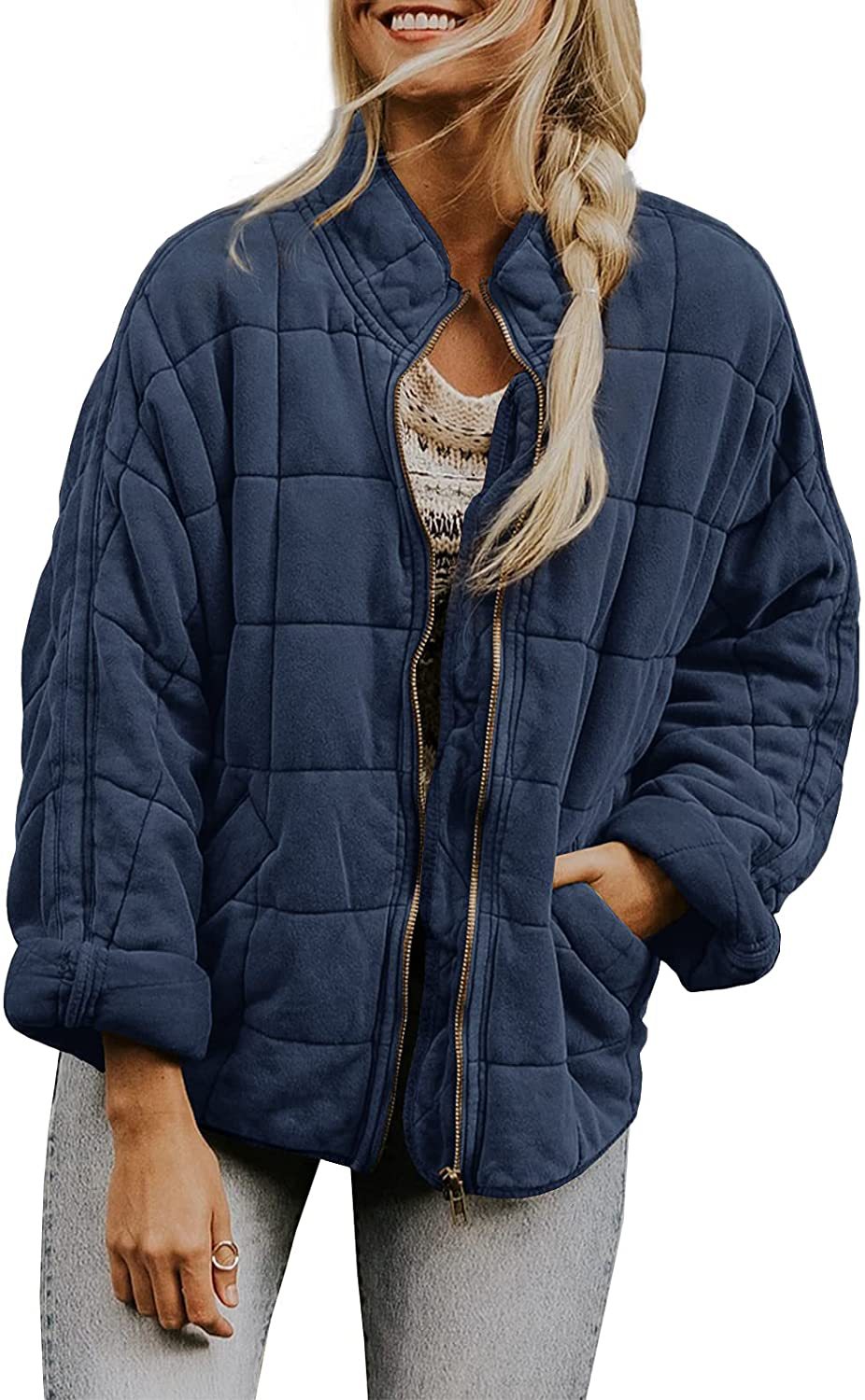 ModeGeist | Warm Plaid-Jacke mit Taschen für Frauen