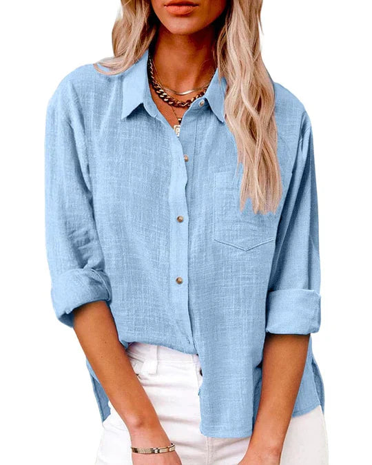 Langärmlige Bluse mit Taschen von Fudus