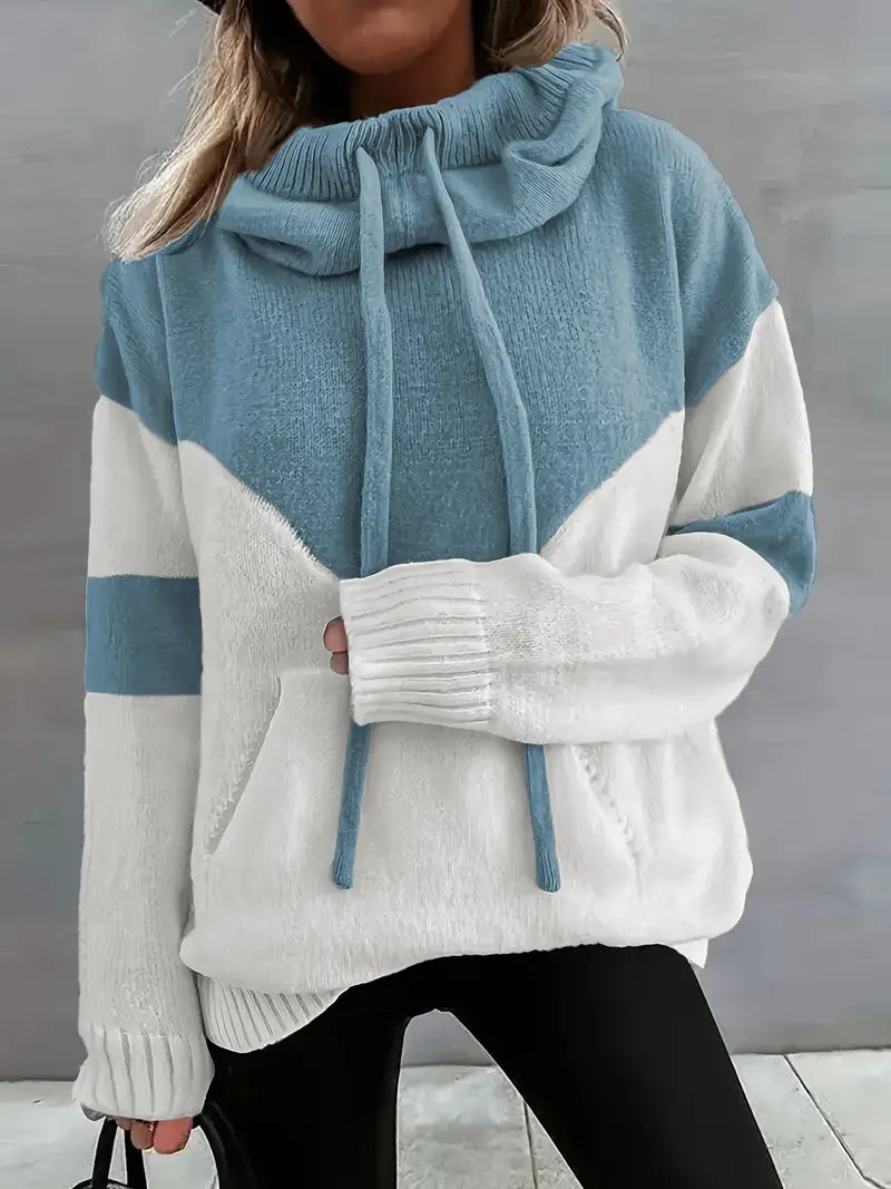 MARLENE: Strickpullover mit Kapuze, Kapuze größenverstellbar