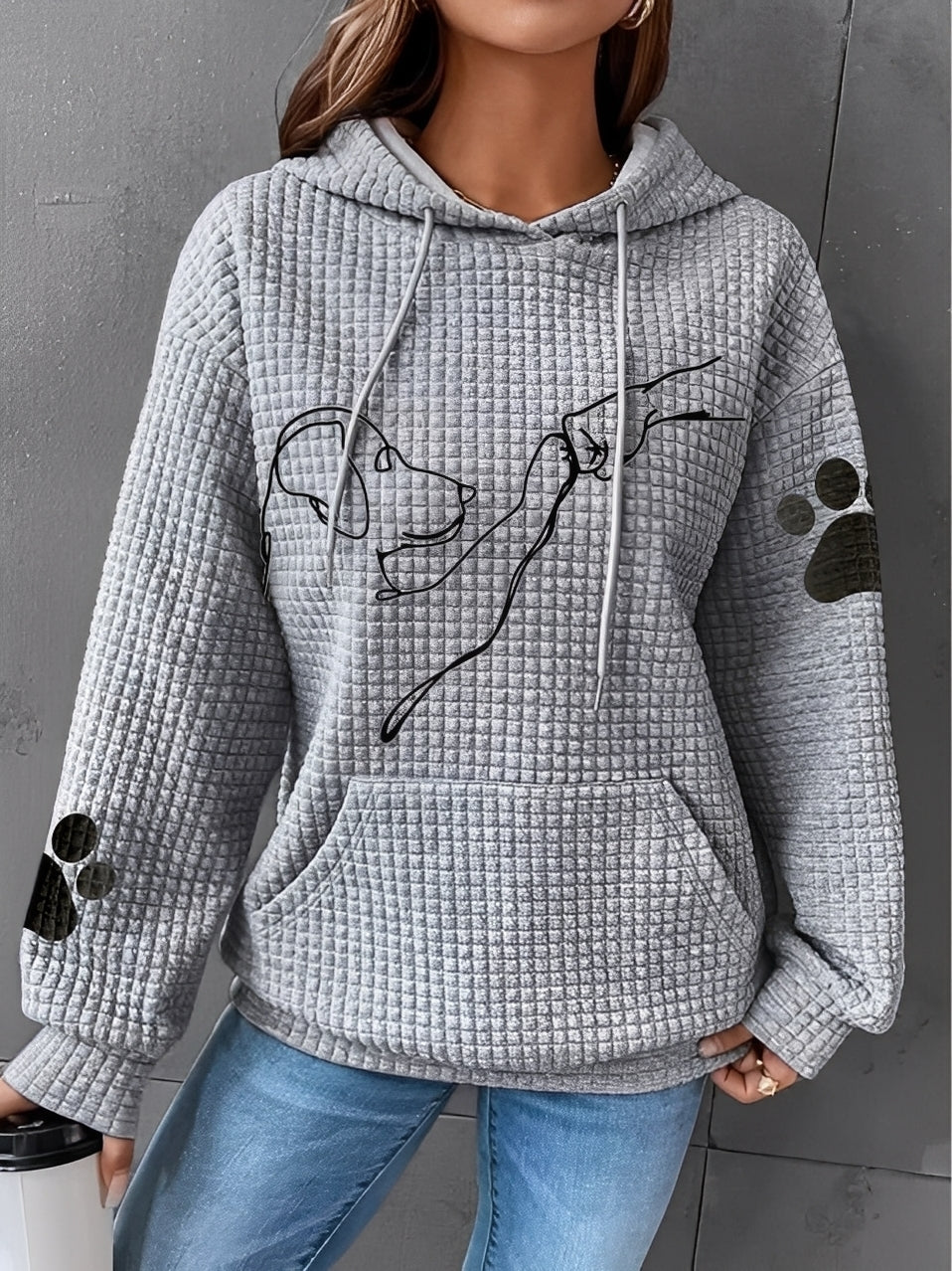 ModeGeist | Bedruckter, Warmer Kapuzensweatshirt für Frauen