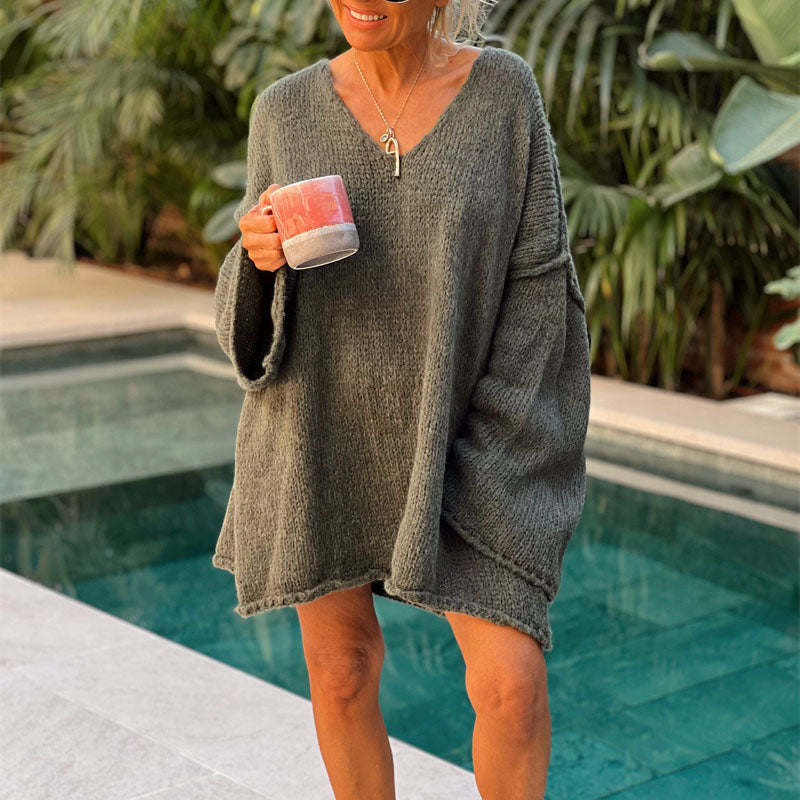 ModeGeist | Locker Gestrickter Damenpullover mit V-Ausschnitt