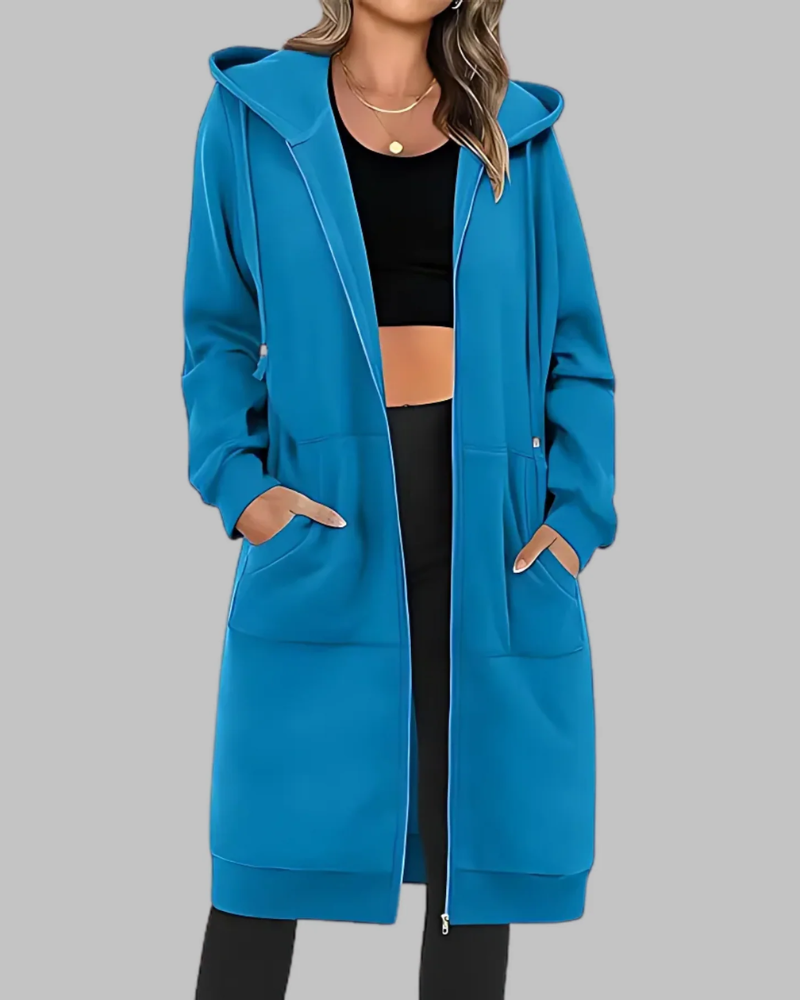 ModeGeist | Lässige Zip-Up Übergroße Lange Jacke