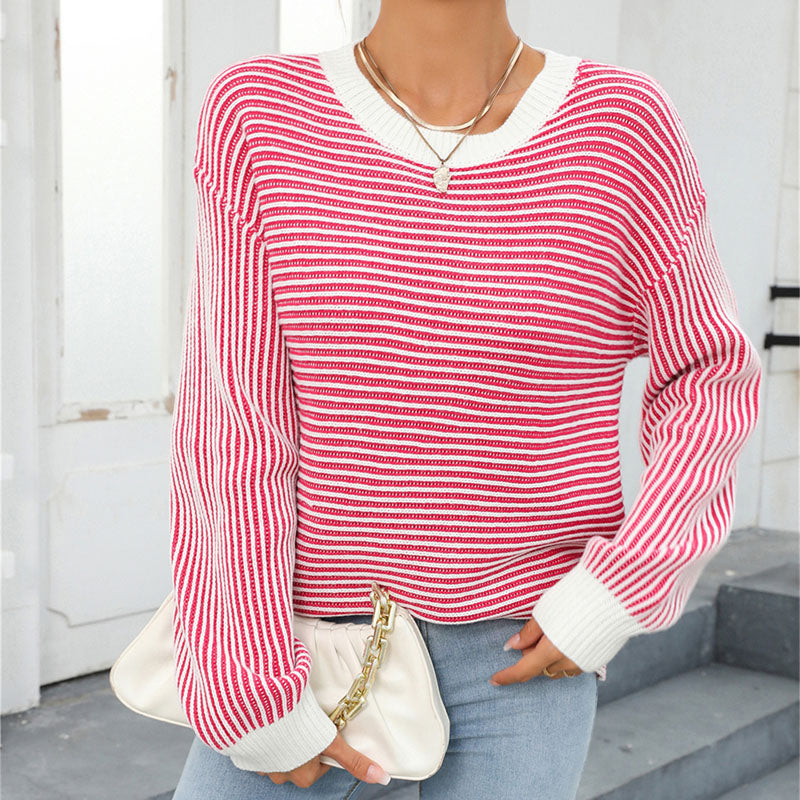 ModeGeist | Gestreifter Strickpullover Mit Lässigem Schnitt