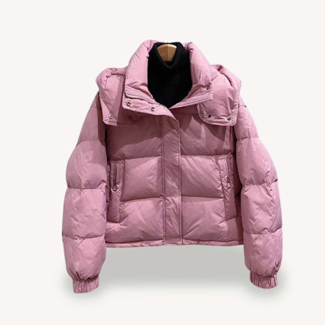 ModeGeist | Übergroße Damen Pufferjacke mit Hohem Kragen und Reißverschluss