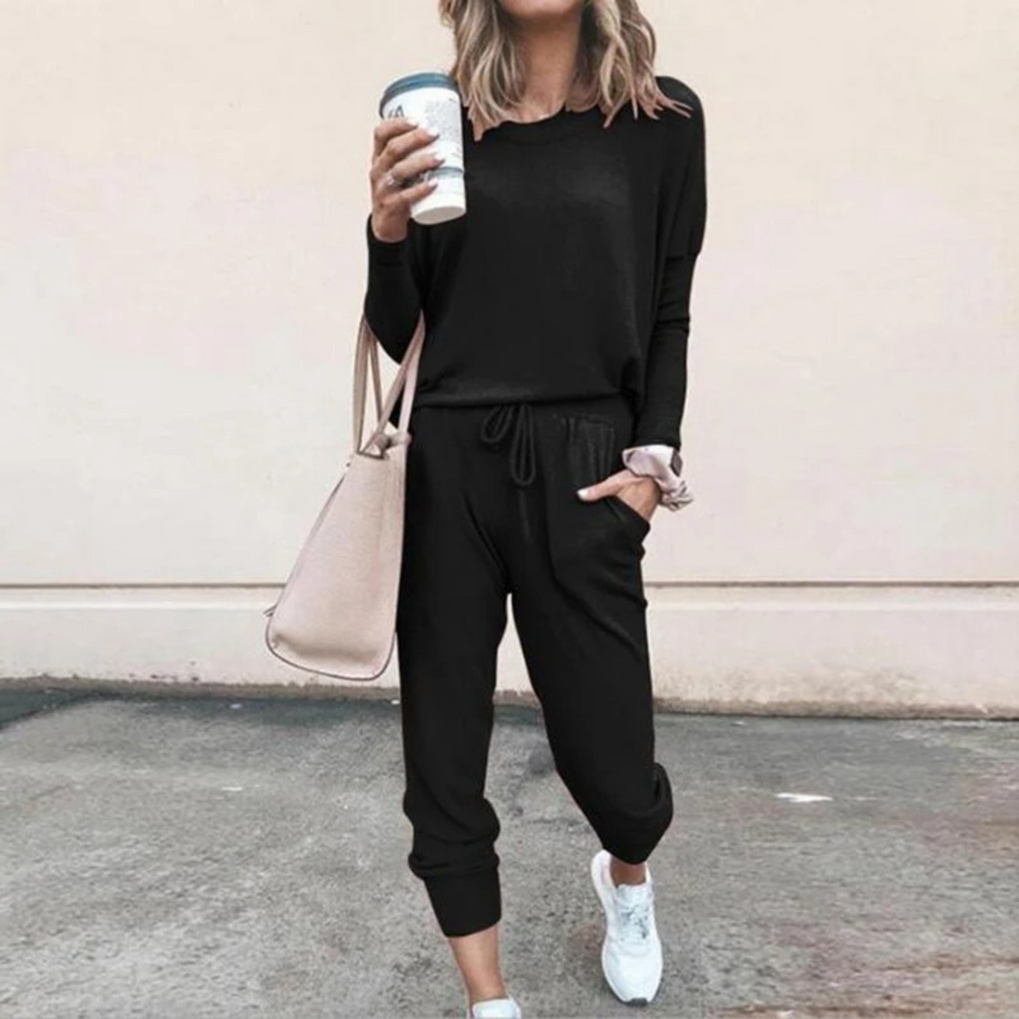 MODEGEIST Damen Jogging-Set Lounge Verstellbare Taille Weicher Stoff