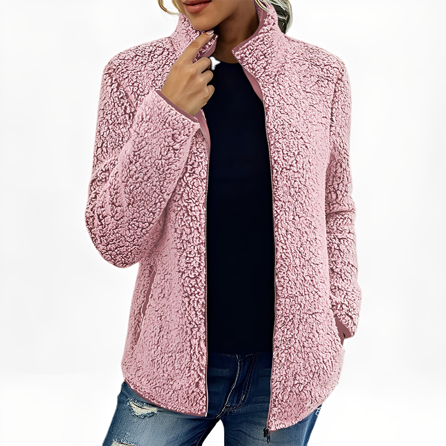 ModeGeist | Eleganter Fleece-Veloursmantel für Damen