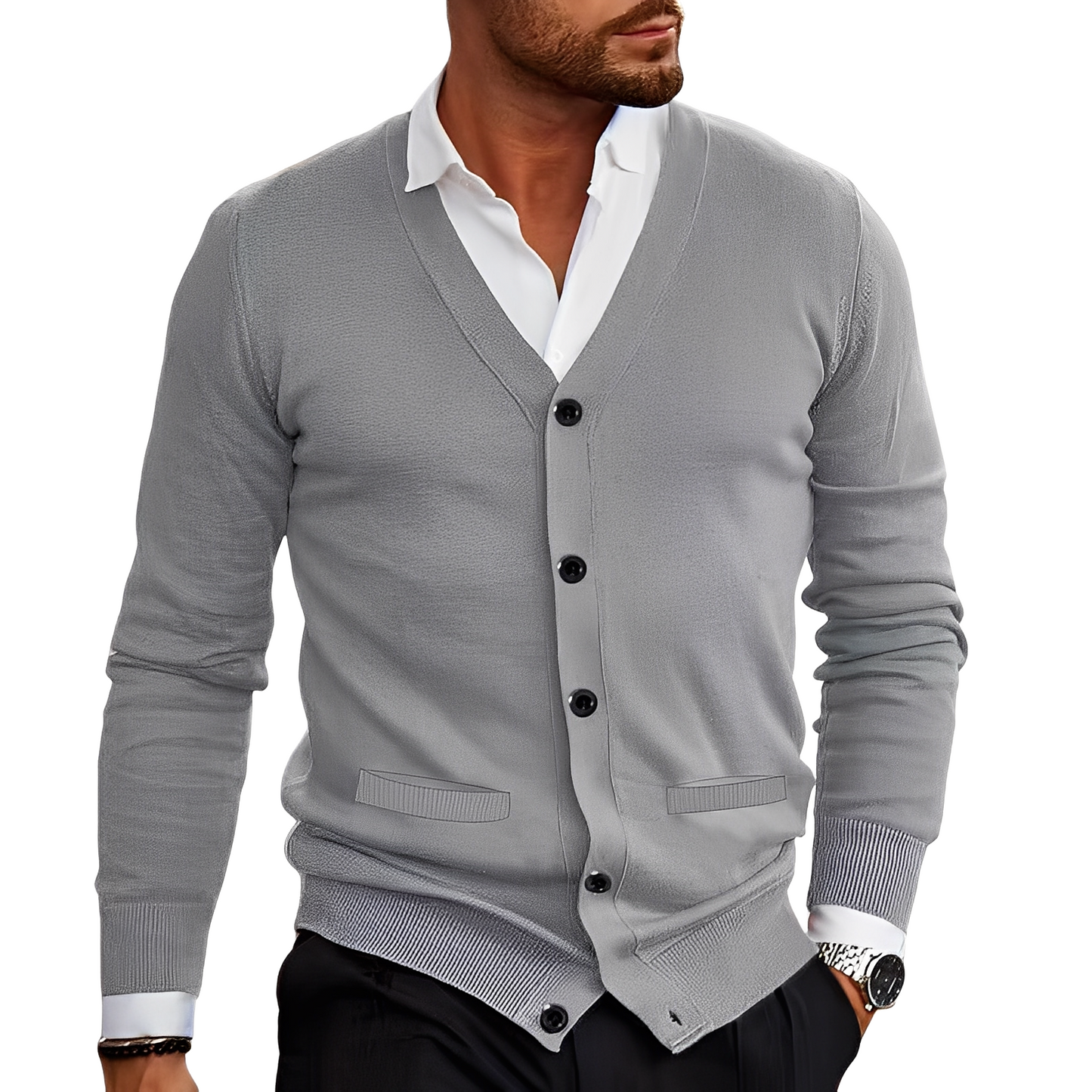 ModeGeist | Lässiger Baumwollcardigan mit Knöpfen für Herren