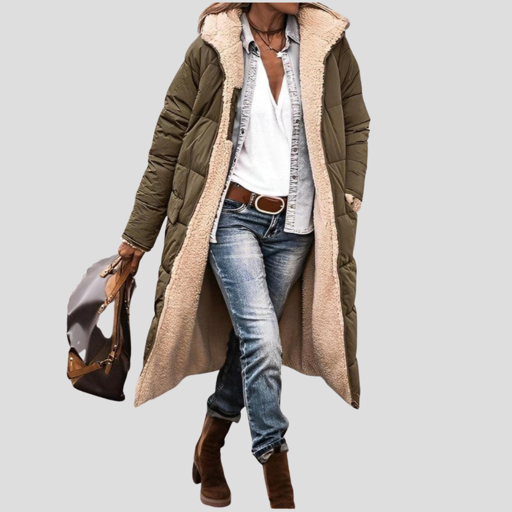 ModeGeist | Langer Wendbarer Wintermantel – mit Kapuze und Teddy Futter