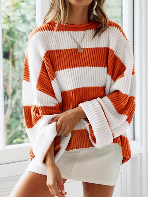 ModeGeist | Strickpullover mit Streifen Lockerer Sitz Lässig und Komfortabel