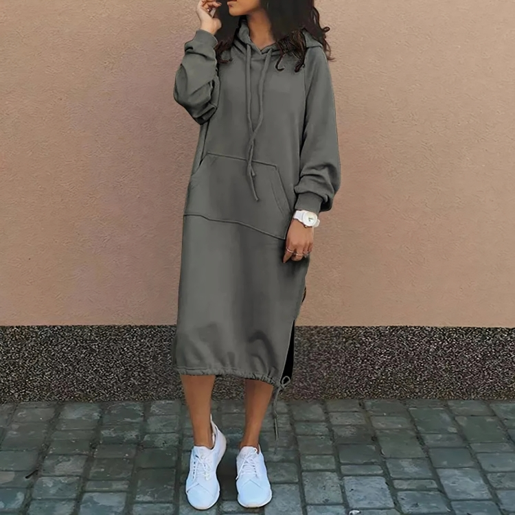 Frauen Kapuzenkleid, lässig geschnitten