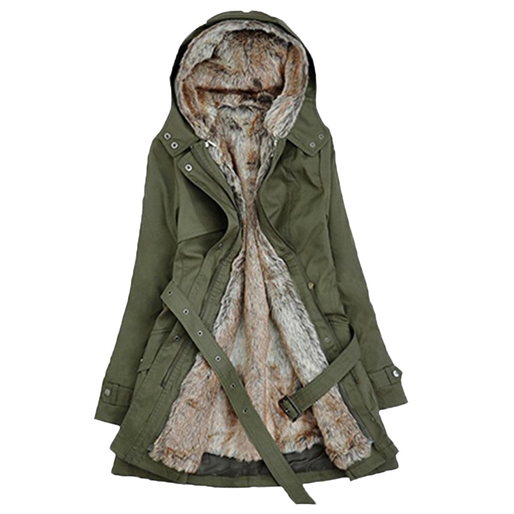 ModeGeist | Gefütterter Damen ParkA-mit Gürtel und Schicken Details