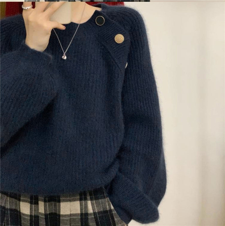 ModeGeist | Strickpullover mit Dekorativen Knöpfen Weich und Elegant Einzigartiges Design