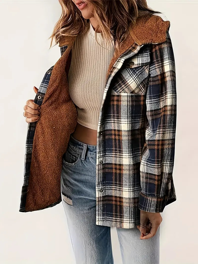 ModeGeist | Winter Karierte Zip Jacke