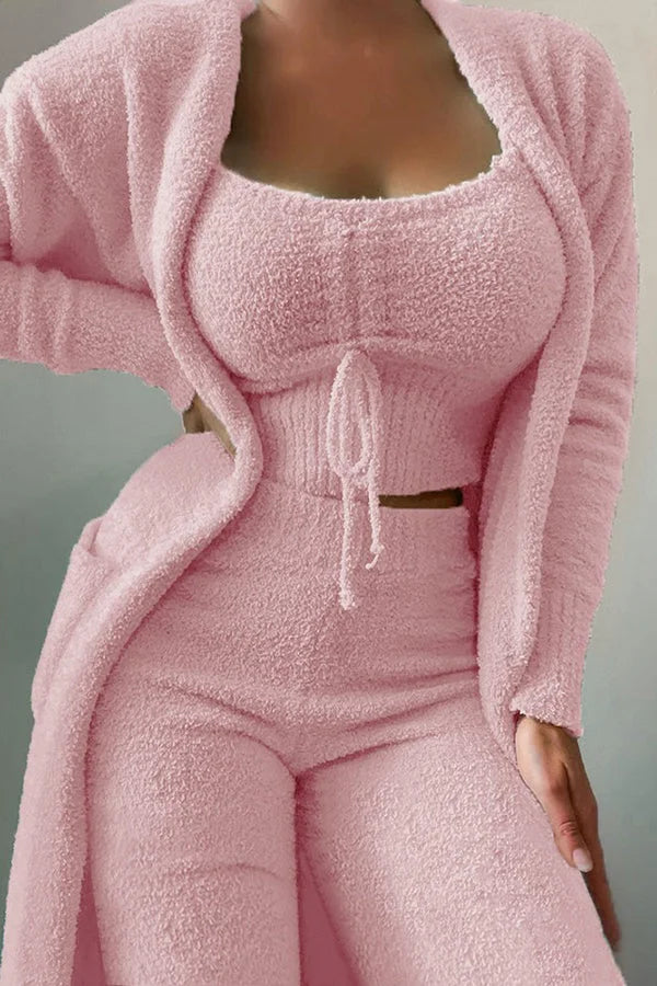 Damen-Pyjama aus Fleece in 3 Teilen, bequem und von Frauke