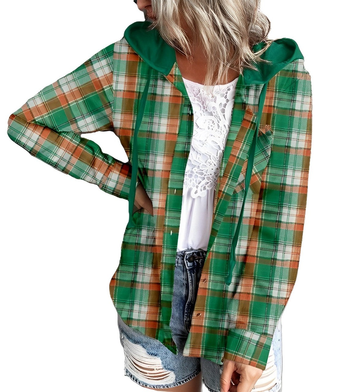 Karierter Kapuzenpullover für Frauen von Fudus