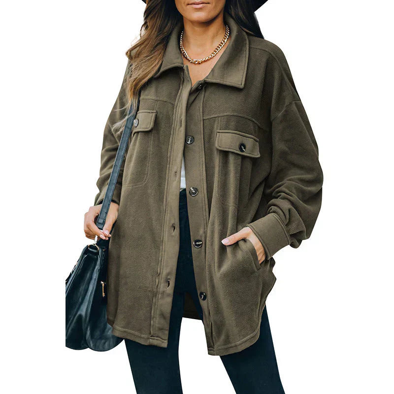 ModeGeist | Fleece-Jacke mit Knöpfen