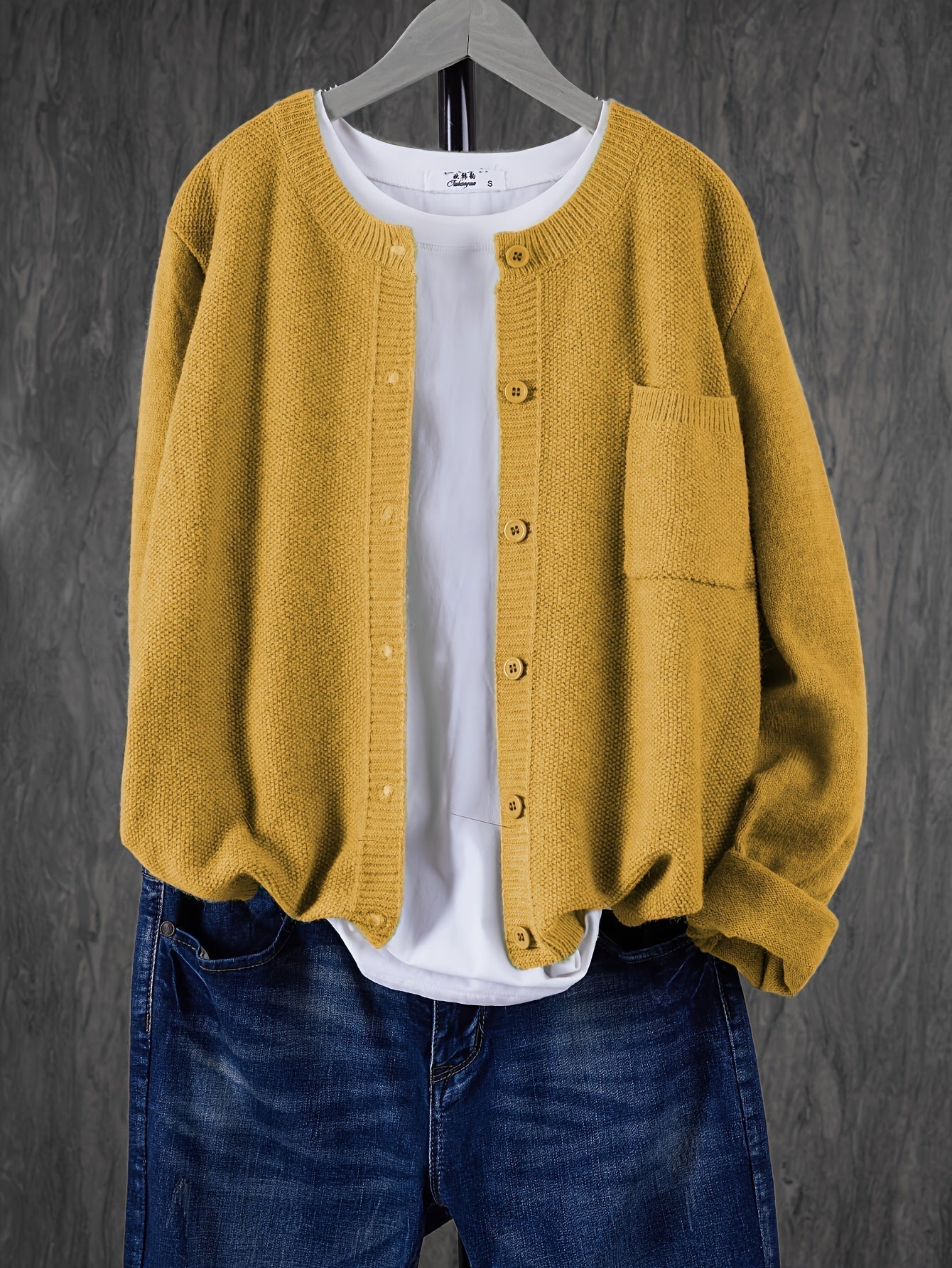 Damen Strickjacke mit aufgesetzter Tasche