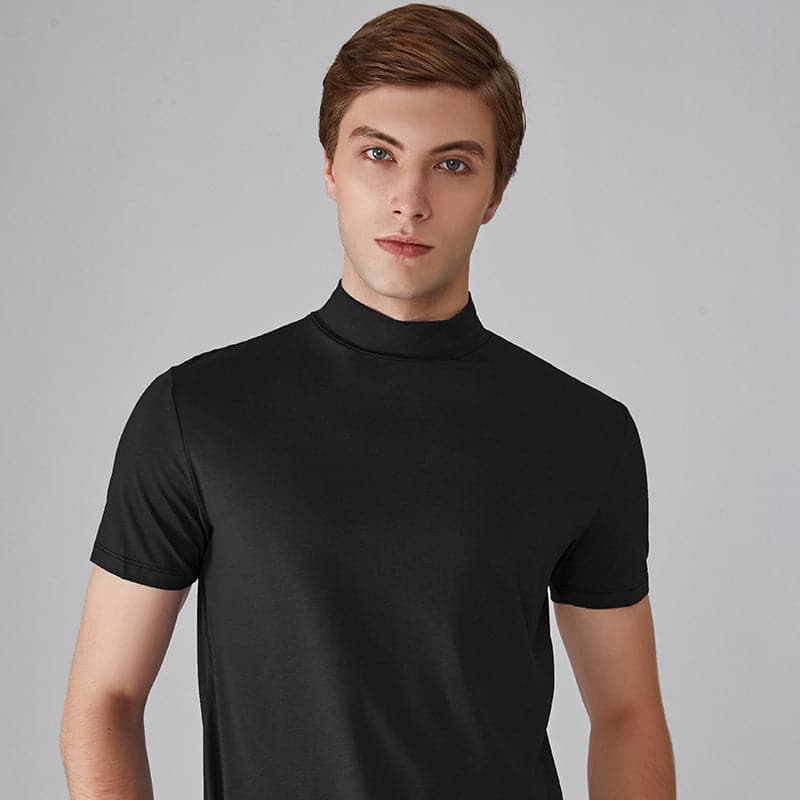 Herren Slim-Fit T-Shirt mit hohem Kragen