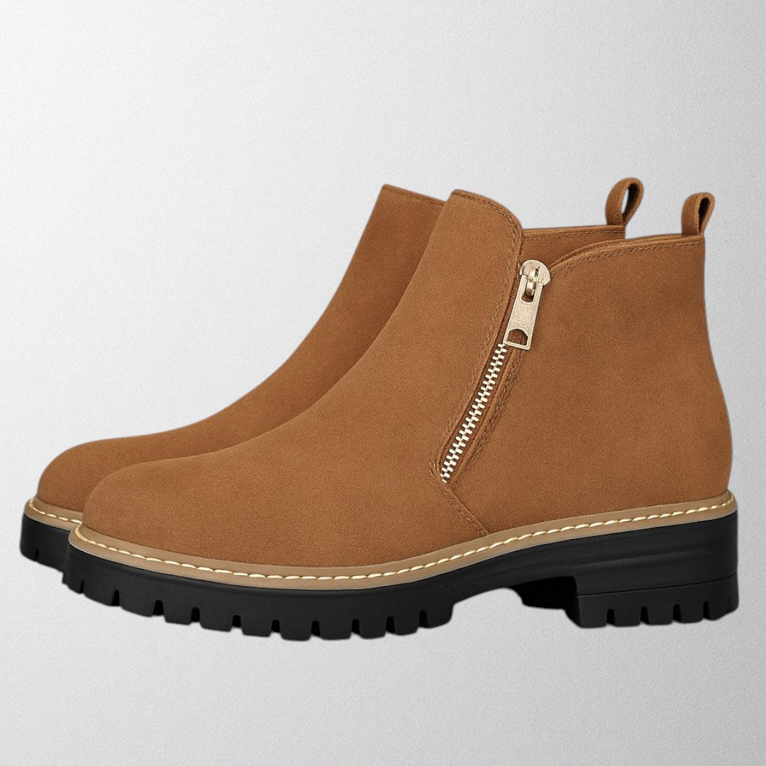 MODEGEIST Damen Schuhe Runde Spitze Seitlicher Reißverschluss