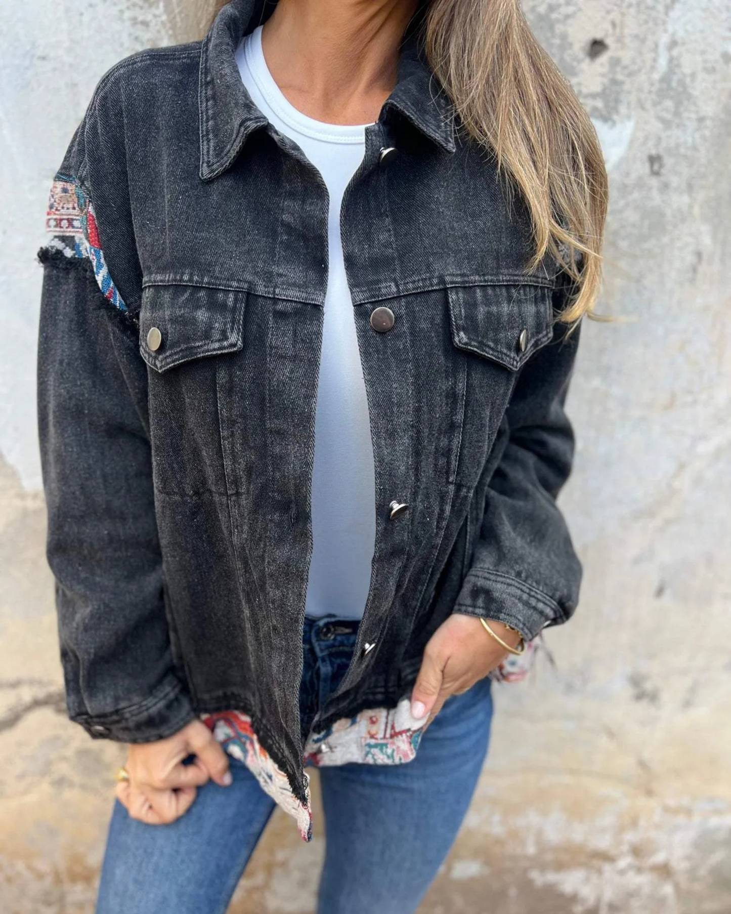 ModeGeist | Denim-Patchwork Freizeitjacke