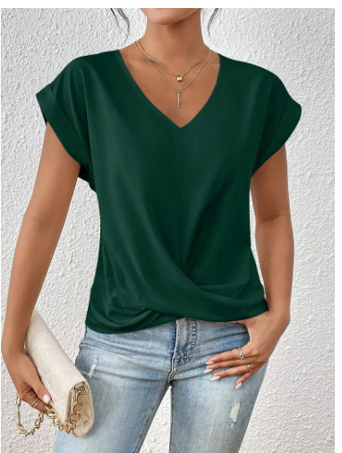 Damen T-Shirt von Fudus mit asymmetrischem Knoten für den Sommer