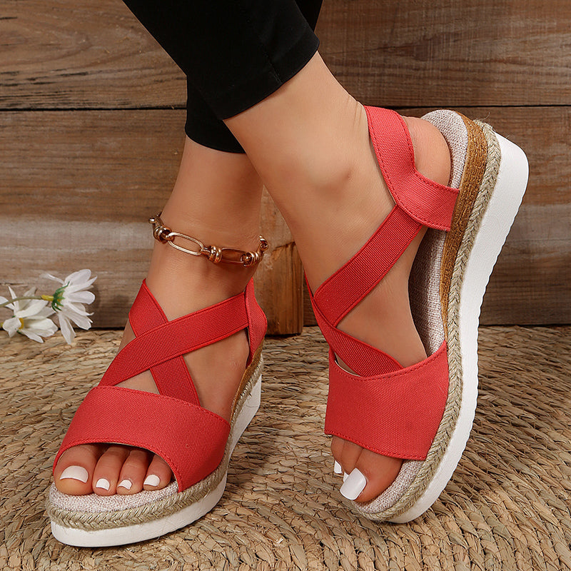 Damen-Plateausandalen mit Kreuzriemen