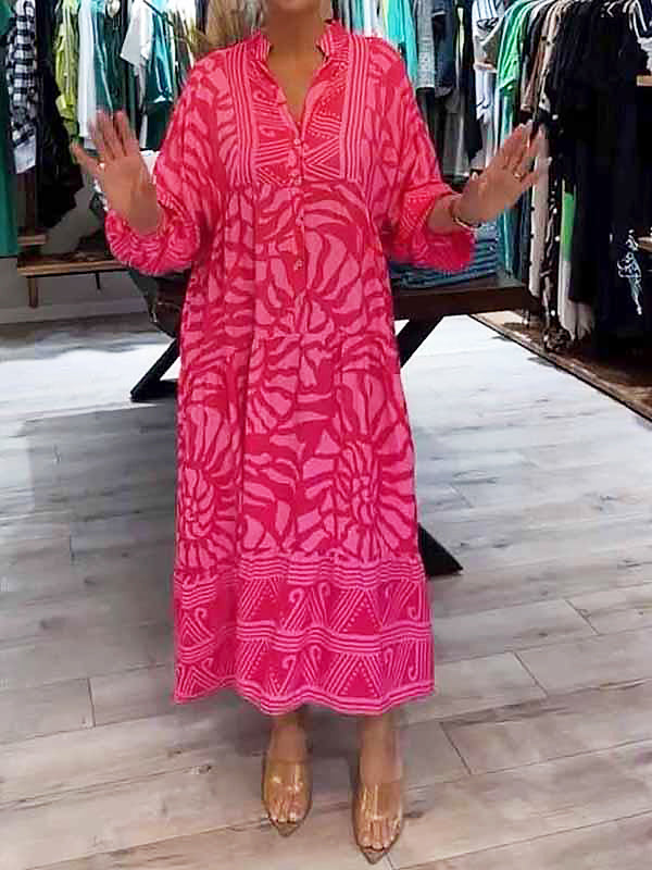 MODEGEIST Damen V-Ausschnitt Kleid Fließend Locker Taillenkontrolle
