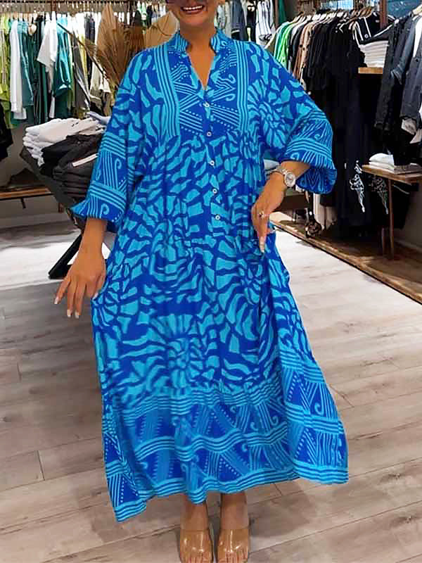 MODEGEIST Damen V-Ausschnitt Kleid Fließend Locker Taillenkontrolle