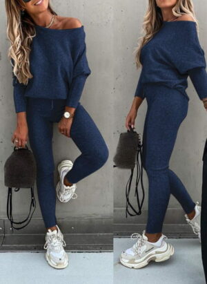 ModeGeist | Off Shoulder Damen Pullover Satz mit Leggings