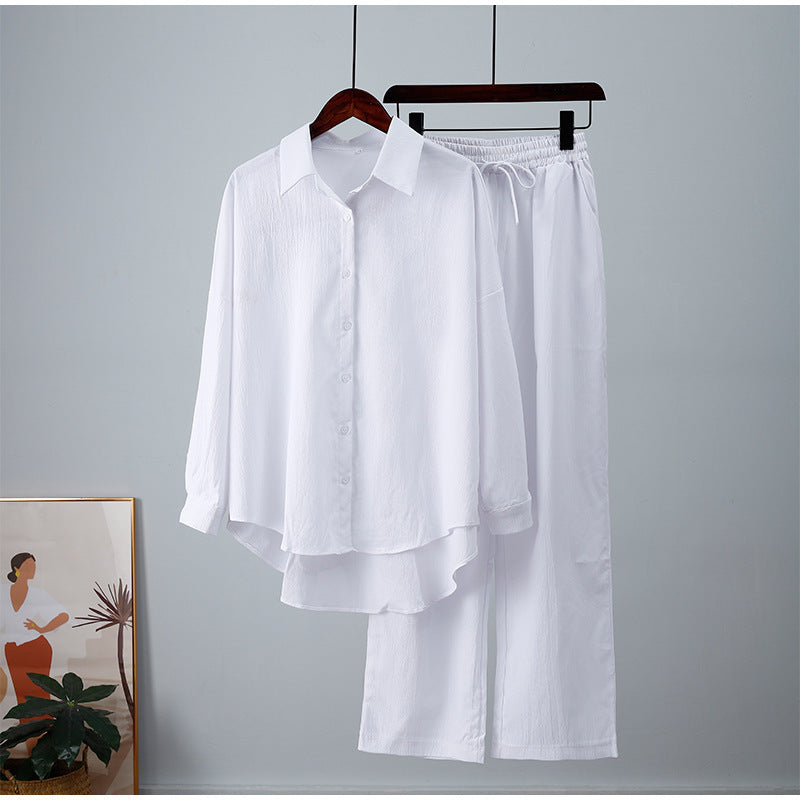 Fudus | Einfarbige Langarm Bluse und Hose im europäischen und amerikanischen Freizeit-Stil
