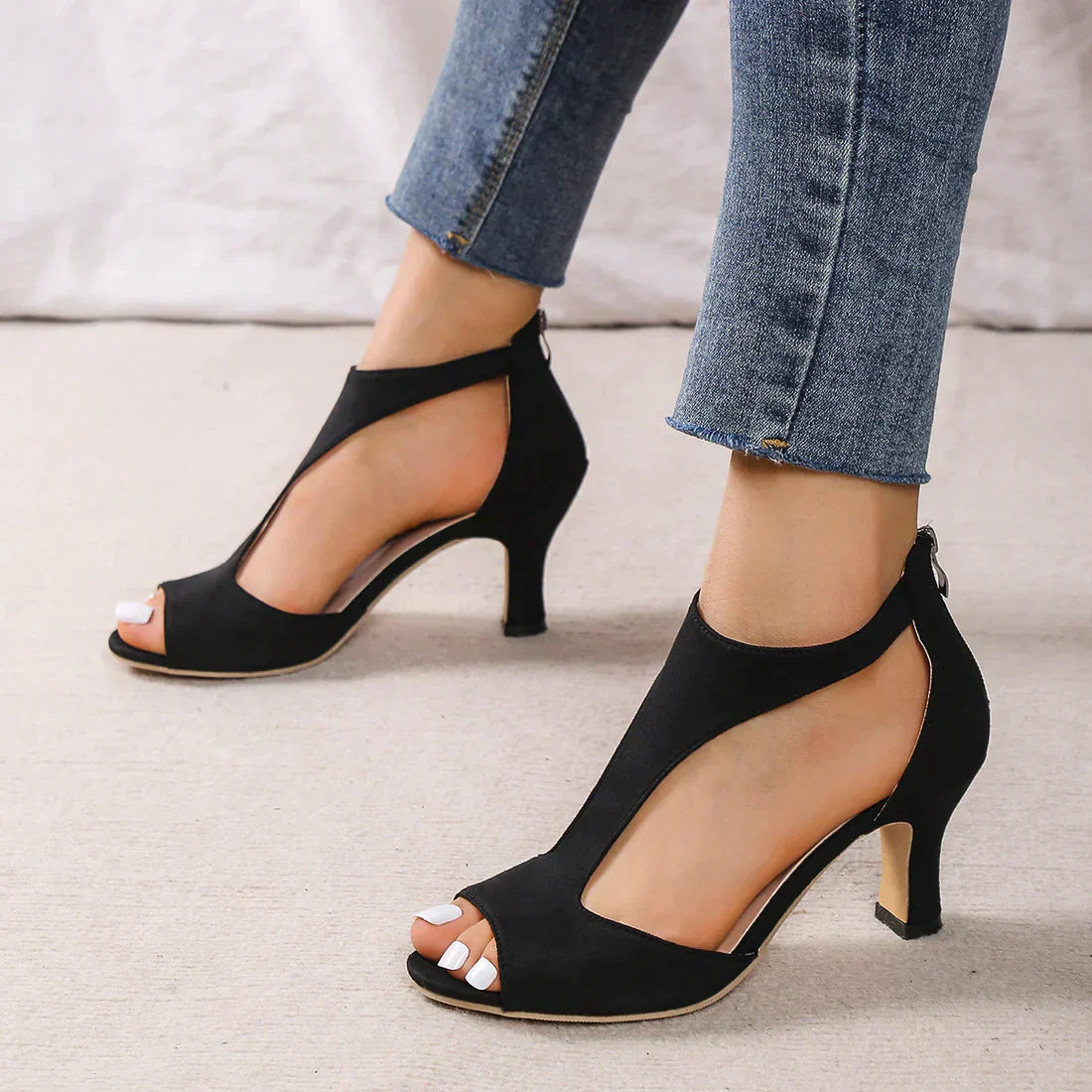 MODEGEIST Damen Sandalen Niedriger Absatz Gepolsterte Sohle