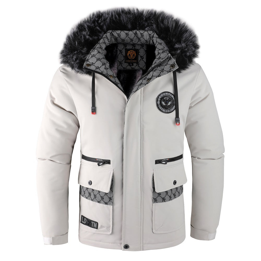 ModeGeist | Herrenjacke mit Abnehmbarer, Pelzgefütterter Kapuze