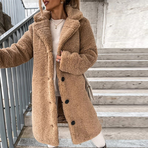 ModeGeist | Damenmantel mit Langer Passform und Knopfverschluss