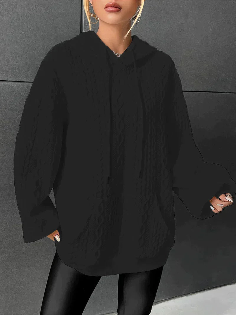 ModeGeist | Übergroßer Pullover mit Kapuze und Kordelzug mit Kordelzug