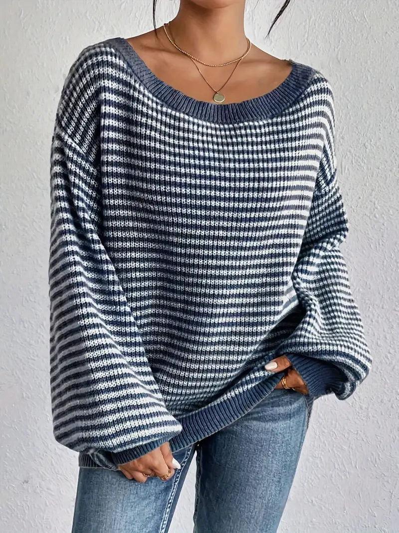 ModeGeist | Gestrickter Pullover mit Herunterfallenden Schultern