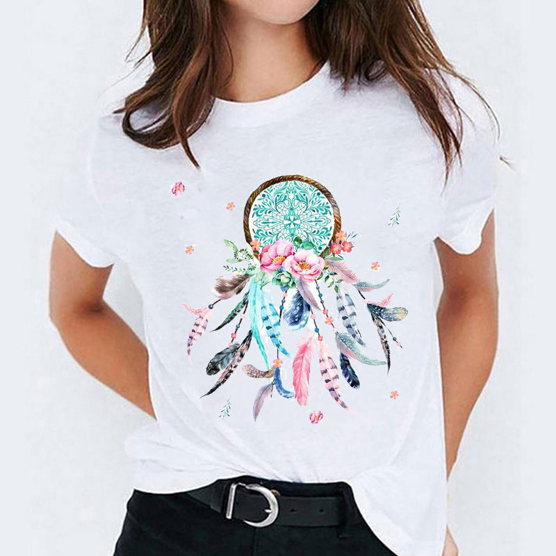 Süßes Cartoon-Shirt mit kurzen Ärmeln von Fudus