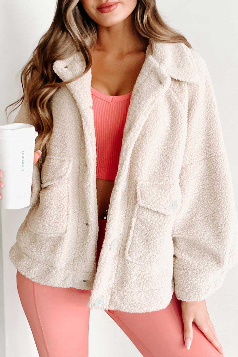 ModeGeist | Weiche Teddyjacke mit Taschen Komfortabel und Trendy Perfekt für Den Alltag