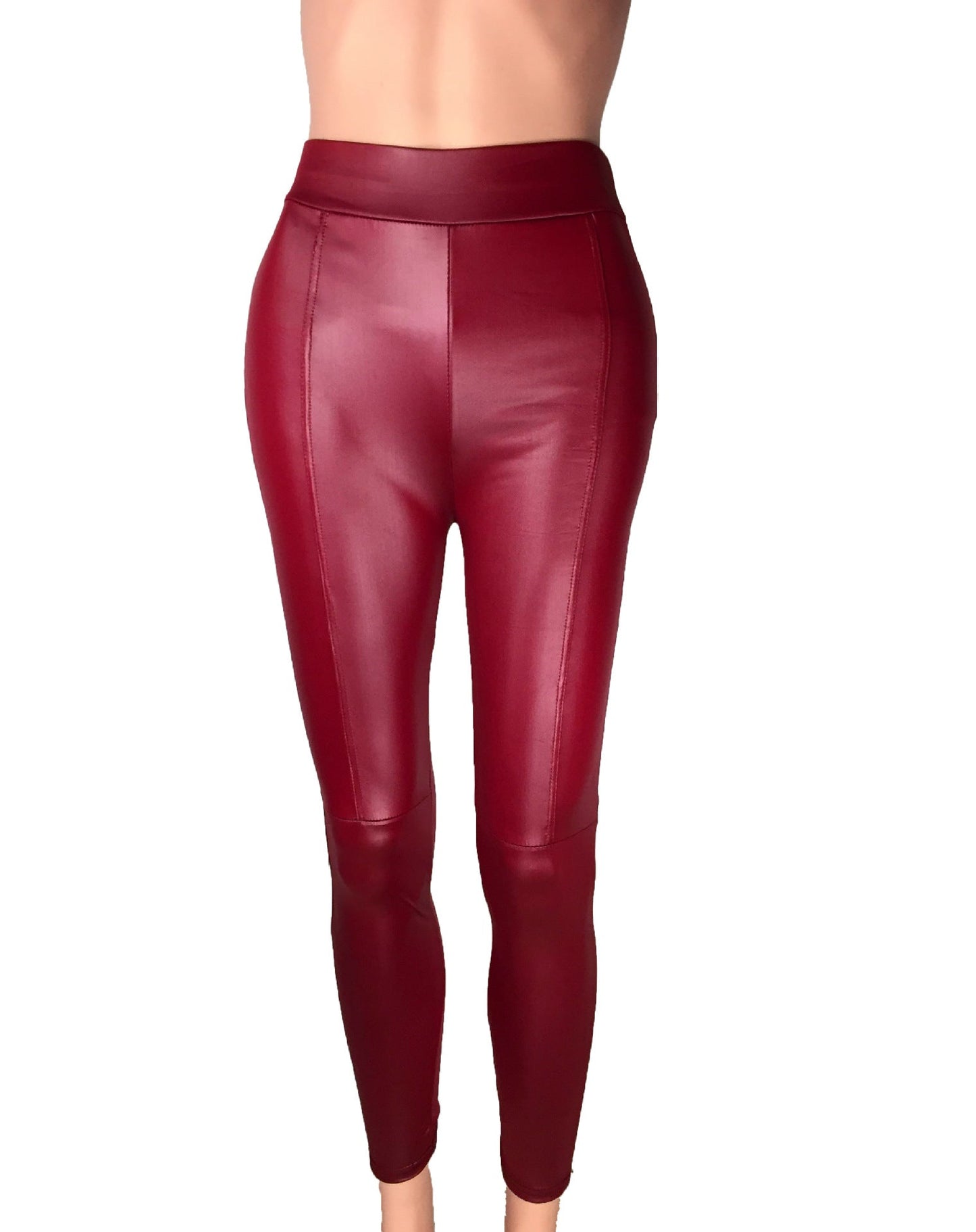 Damen Hochtaillierte Leggings aus hochwertigem Kunstleder mit nahtloser Verarbeitung ModeGeist