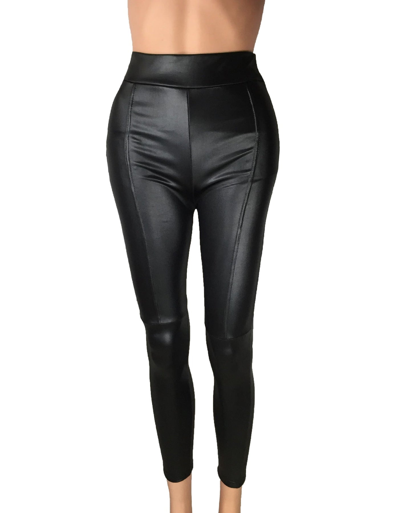 Damen Hochtaillierte Leggings aus hochwertigem Kunstleder mit nahtloser Verarbeitung ModeGeist