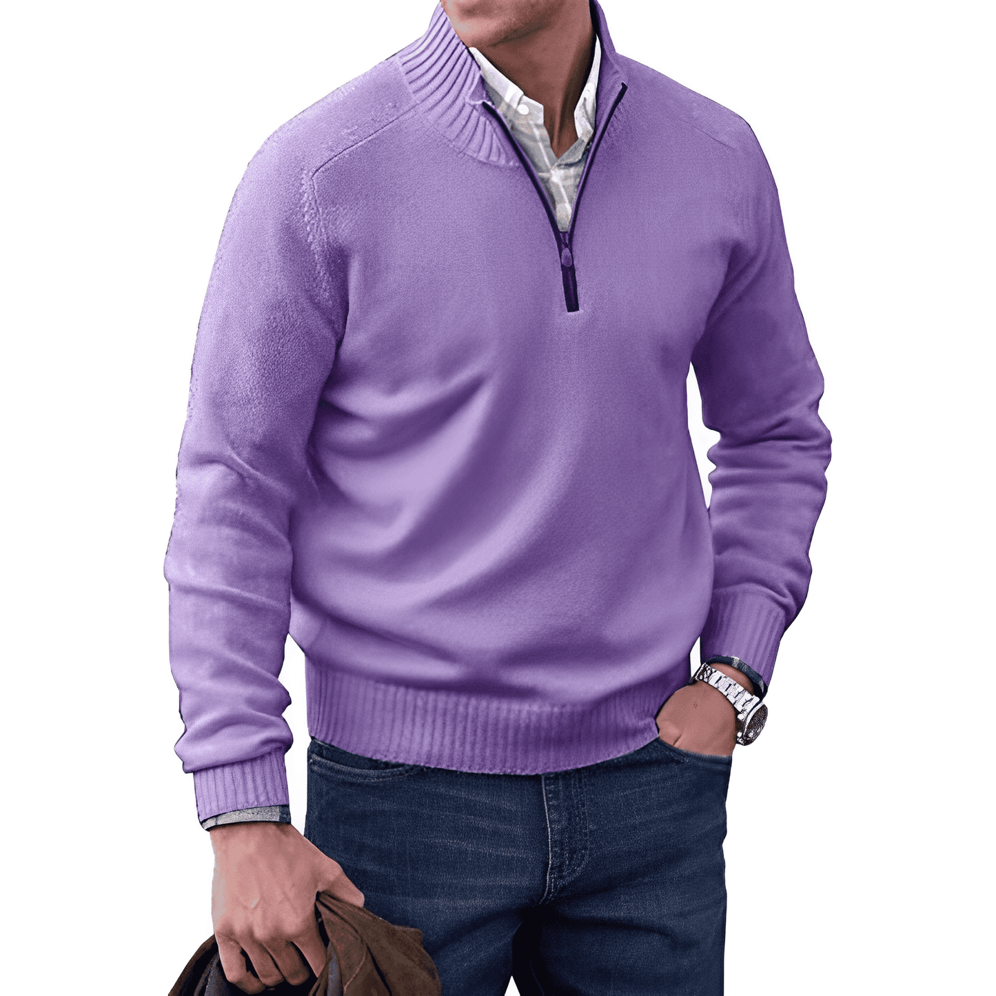 ModeGeist | Klassischer Halb-zip Pullover für Männer Baumwolle Komfortabel und Warm