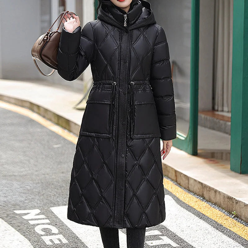 ModeGeist | Winter Lange Gefütterte Jacke für Damen Ideal für Kaltes Wetter