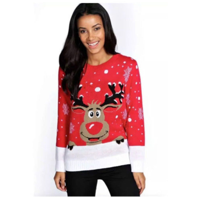 Damen Weihnachtspullover mit fröhlichem Rentier-Design und weichem Material ModeGeist