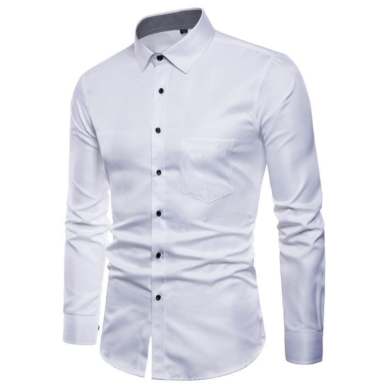 Herren Langarmhemd aus hochwertigem Satin mit modernem Slim-Fit ModeGeist
