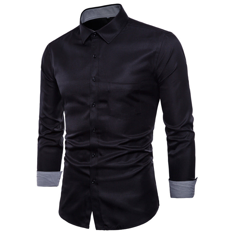 Herren Langarmhemd aus hochwertigem Satin mit modernem Slim-Fit ModeGeist
