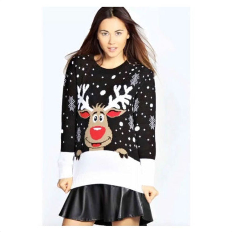 Damen Weihnachtspullover mit fröhlichem Rentier-Design und weichem Material ModeGeist