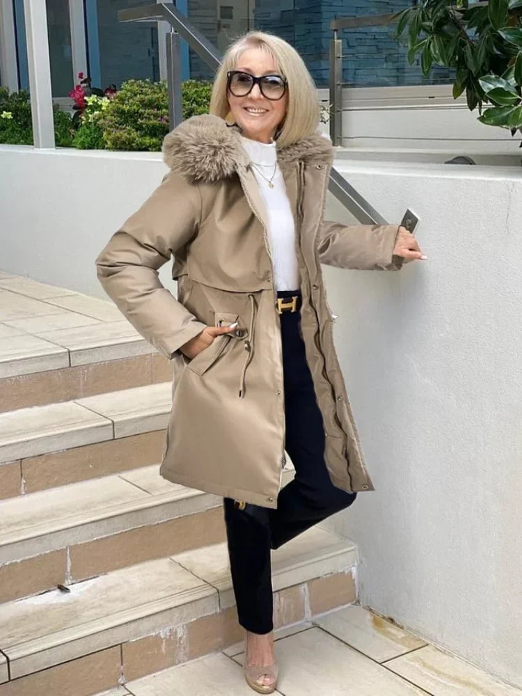 ModeGeist | Lang mit Gürtel für Frauen Ideal für Die Wintersaison