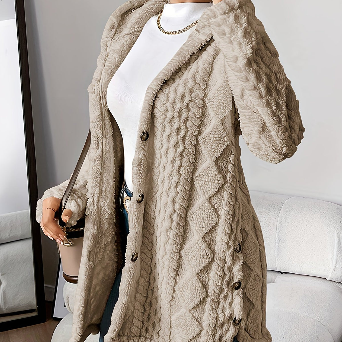 ModeGeist | Lang Damenjacke Mit Kapuze – Marit