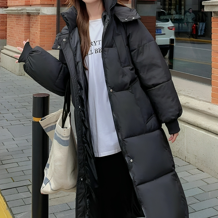 ModeGeist | Lange Daunenjacke mit Kapuze für Frauen Ideal für Herbst Winter