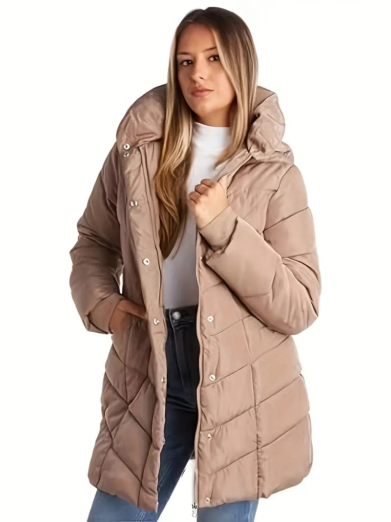 Übergroße Kapuzen-Steppjacke mit Reißverschluss von Keytharae aus Plüsch